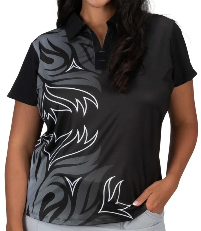 Nancy Lopez Plus Trinity Printed Short Sleeved Shirt-Black