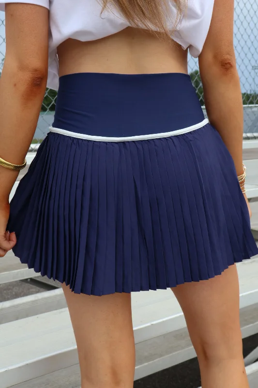 Navy Pleated Athletic Skort