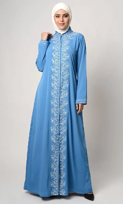 Kshibo Thread embroidered traditional abaya dress