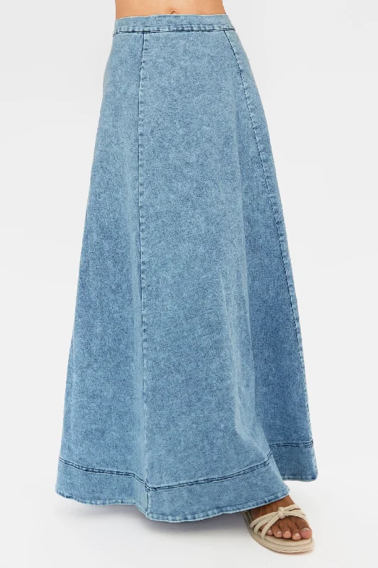 Rhythms A-Line Maxi Skirt Denim Blue