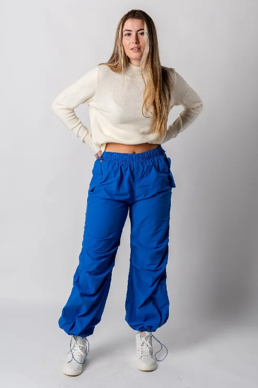 Ruched cargo pants azure