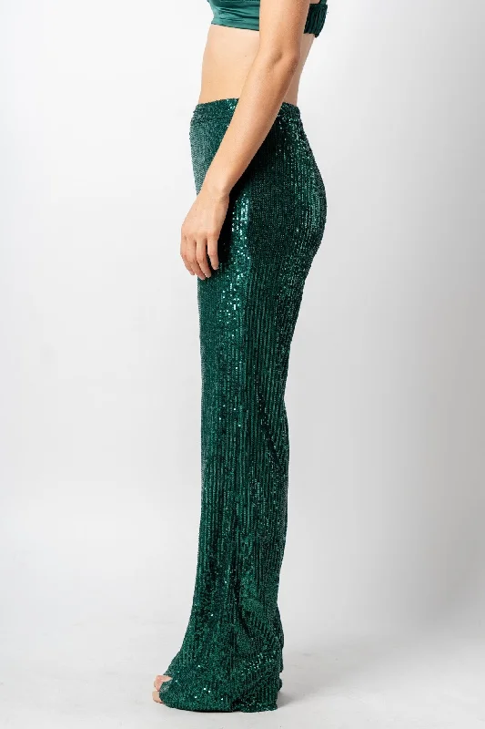 Sequin wide leg pants green