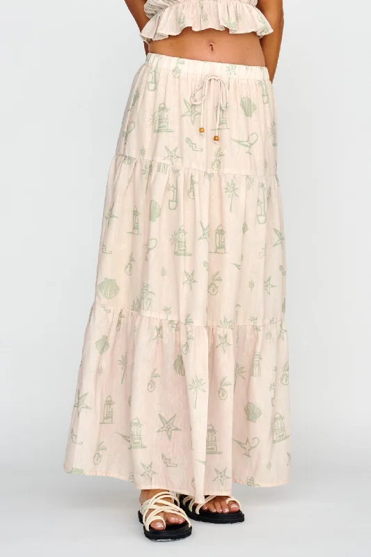 South Bay Maxi Skirt Print Sage