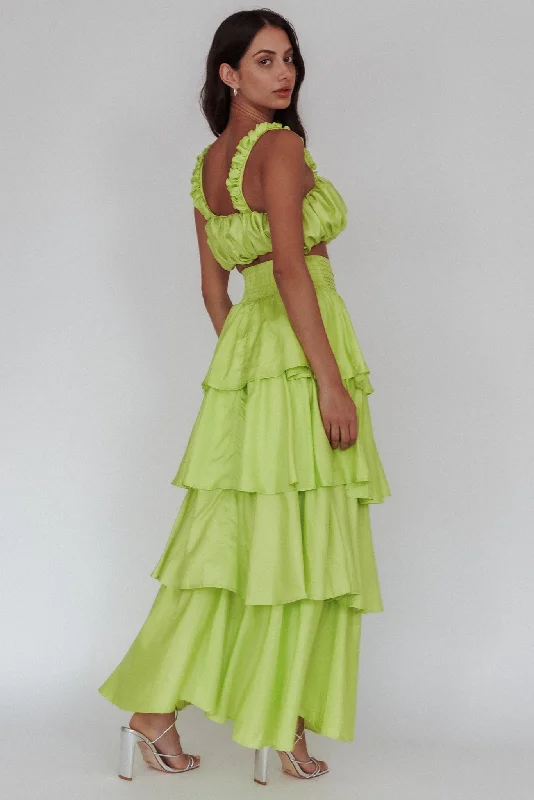 Sozo Layered Maxi Skirt Lime