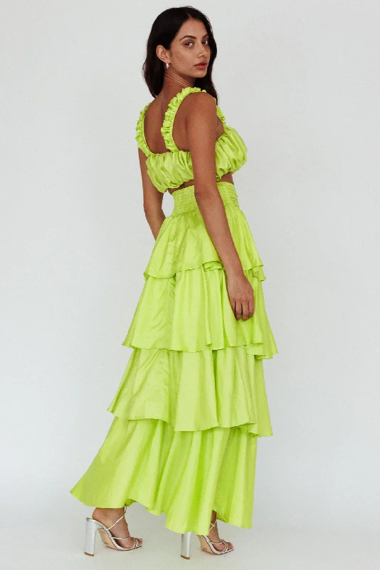 Sozo Layered Maxi Skirt Lime