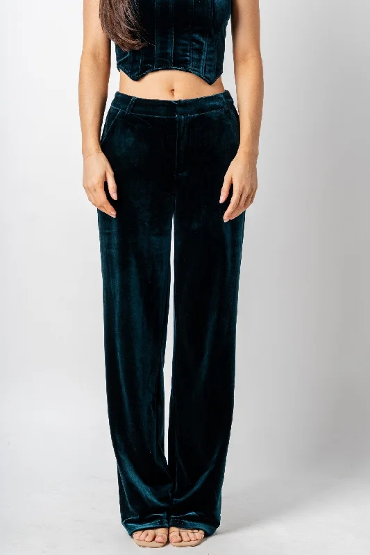 Velvet high waist pants green