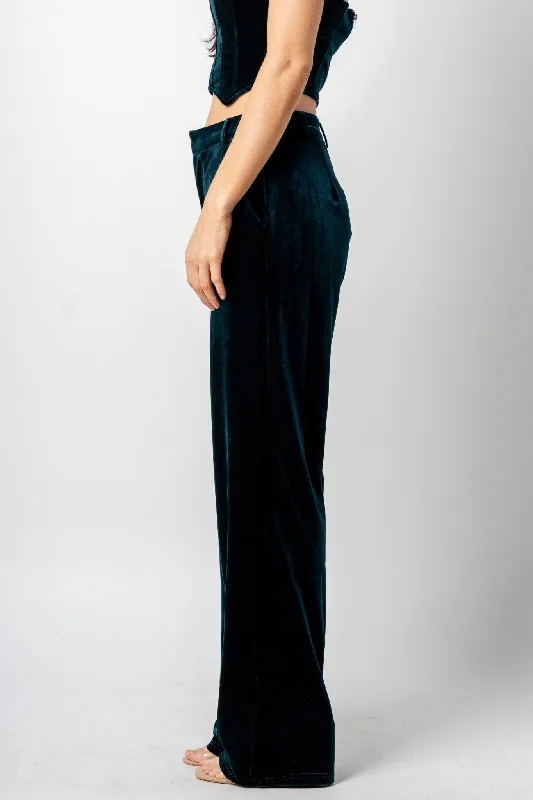 Velvet high waist pants green