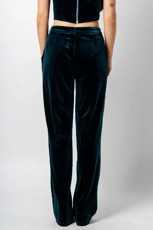 Velvet high waist pants green