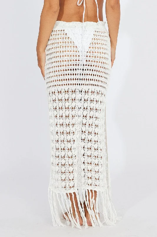 White Beach Crochet Maxi Skirt