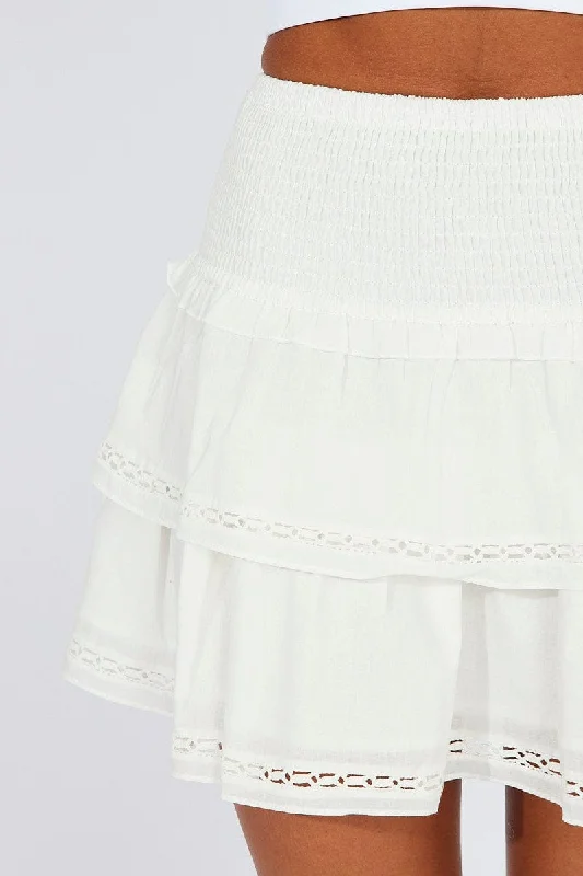 White Skater Skirt High Rise Mini