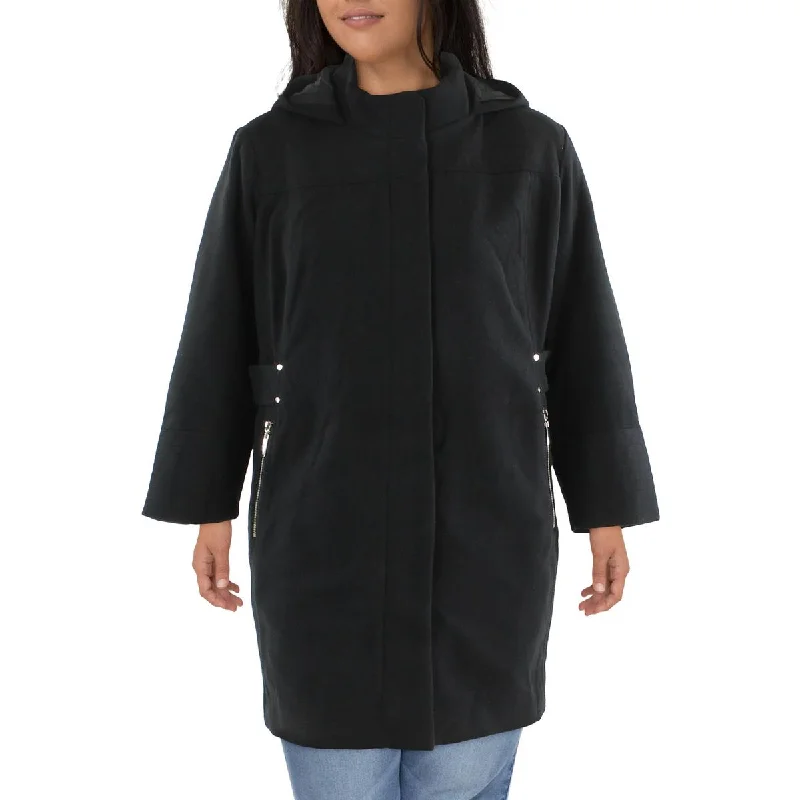 Avenue Womens Plus   Three Quarter Sleeve Heavy Wool Coat