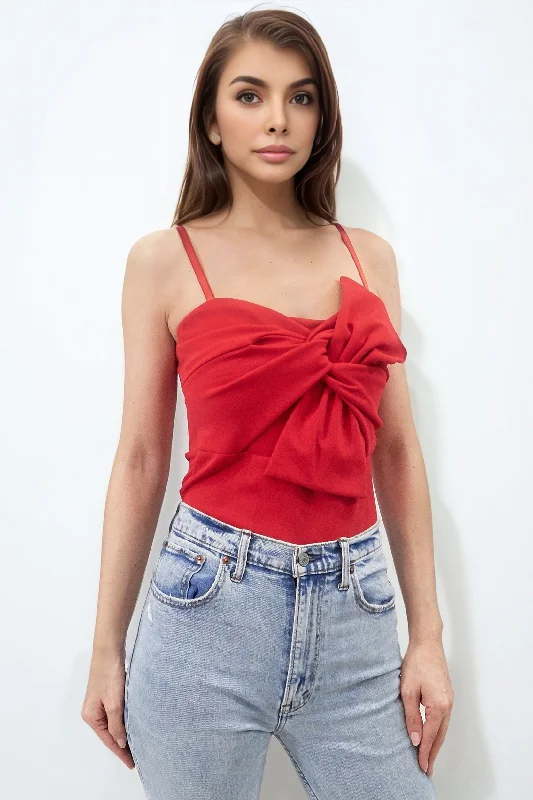 BEXLEY RED BOW SCUBA CREPE TOP