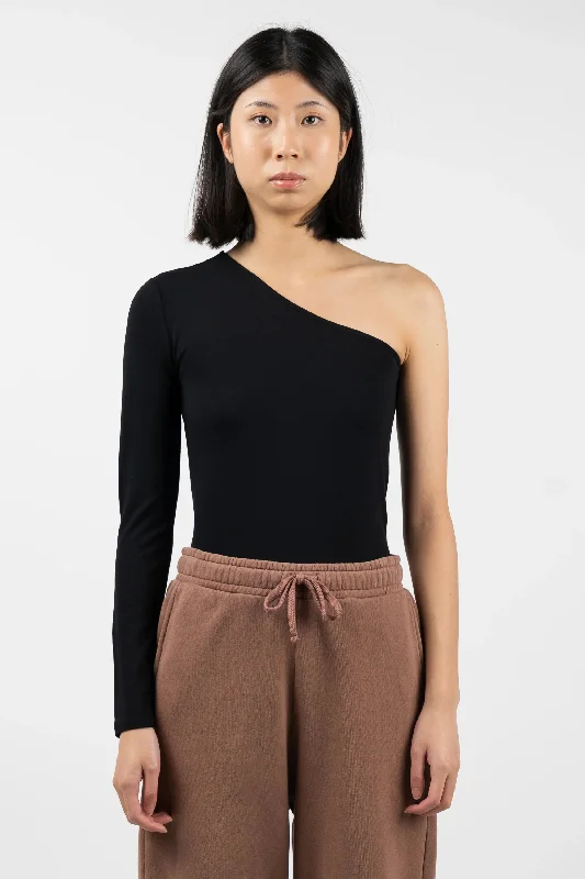 Asymmetric Long Sleeve Jersey Bodysuit