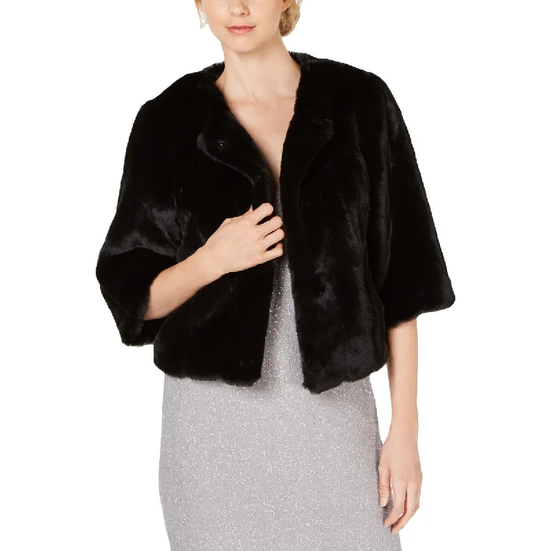 Calvin Klein Womens Faux Fur Layering Shrug