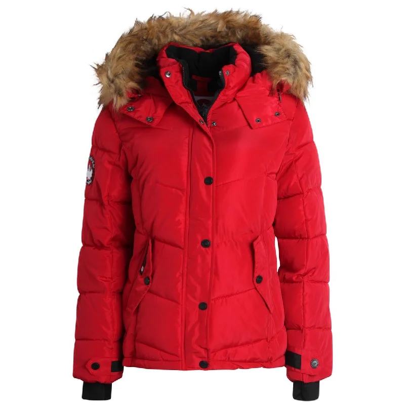 Canada Weather Gear Womens Faux Fur Trim Insulated Puffer Jacket