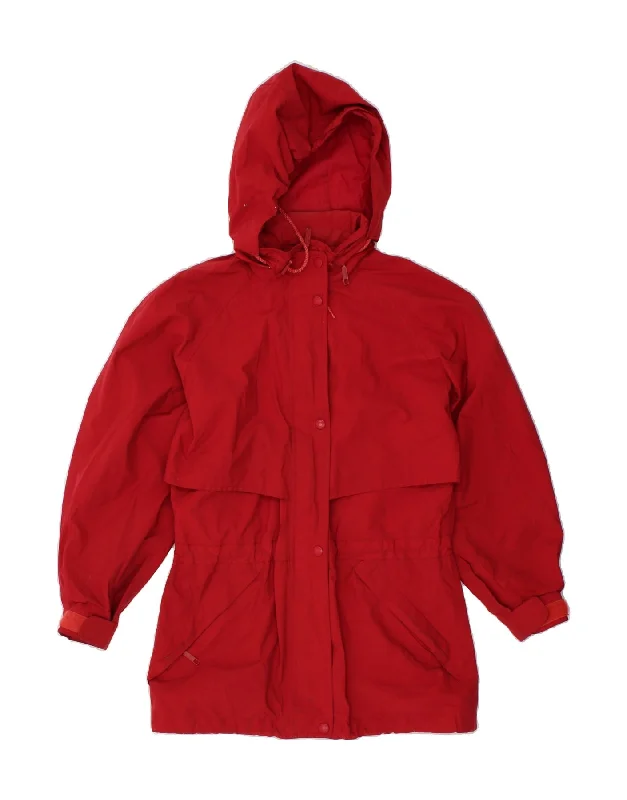 EDDIE BAUER Womens Hooded Raincoat UK 10 Small Red Polyester