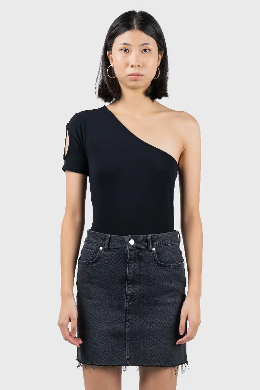 Asymmetric Short Sleeve Jersey Bodysuit