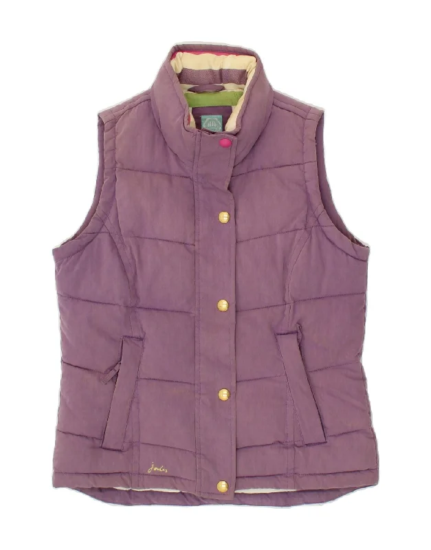 JOULES Womens Padded Gilet UK 10 Small Purple Cotton