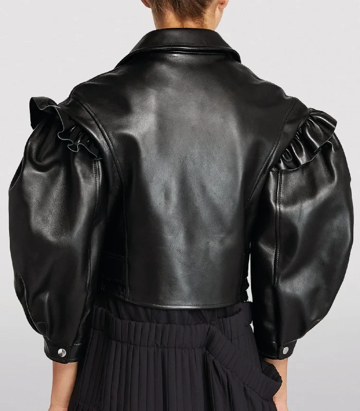 Women Frock Style Leather Jacket