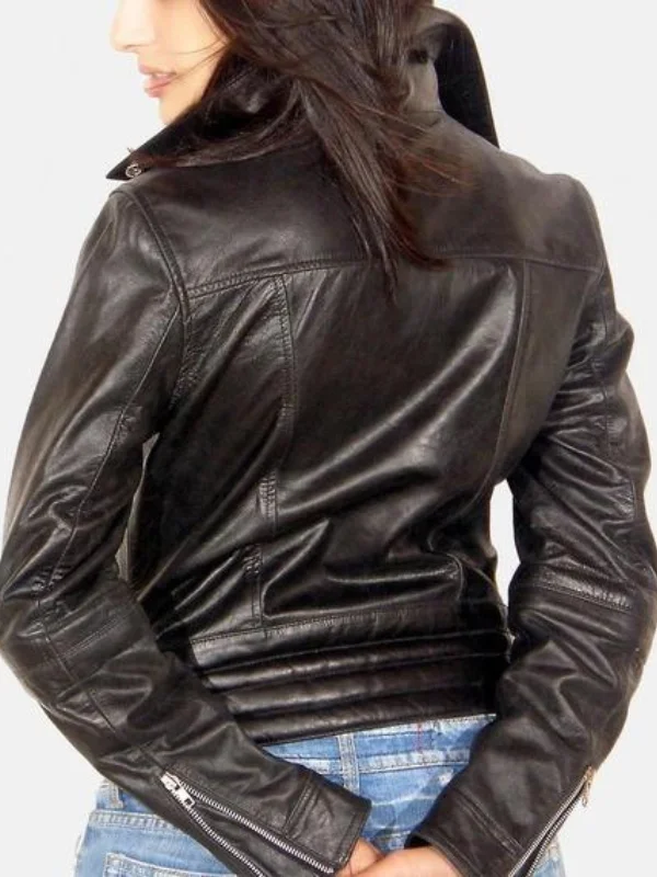 Women's Black Motorcycle Leather Jacket