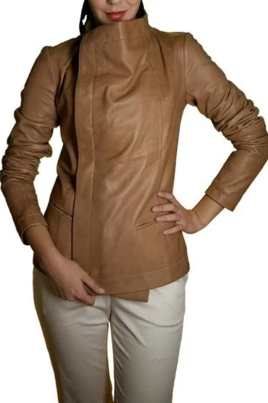 Women's Stylish Brown Real Leather Jacket