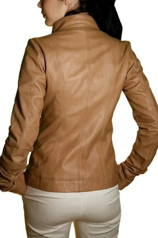 Women's Stylish Brown Real Leather Jacket