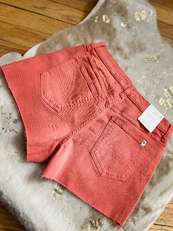 Burnt Sienna Mid Rise Basic Shorts