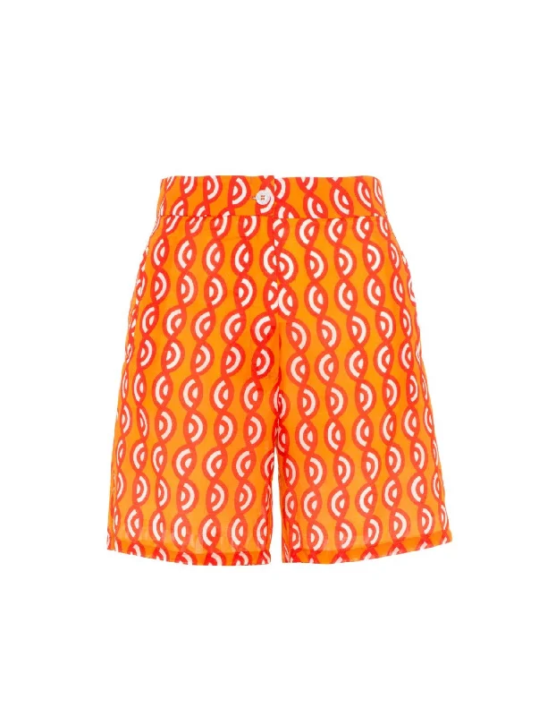 Carlotta Orange Twister Print Silk Voile Shorts