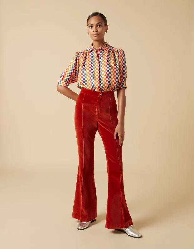 Kelly Burnt Orange Velvet Trousers