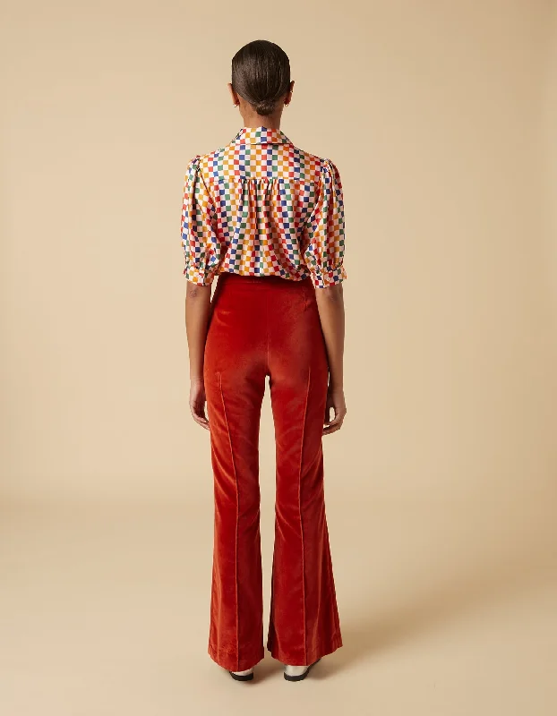 Kelly Burnt Orange Velvet Trousers