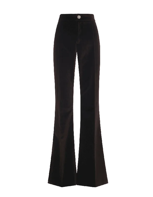 Kelly Chocolate Brown Velvet Trousers