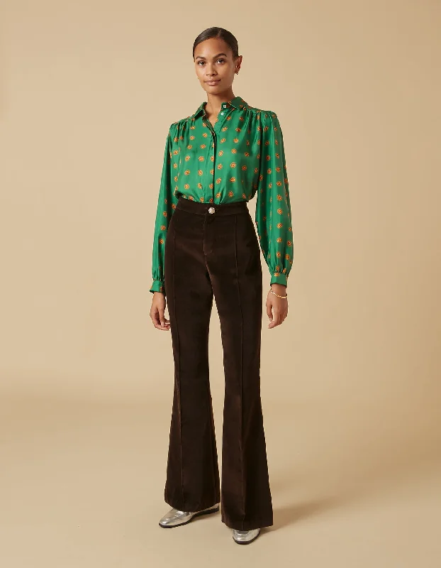 Kelly Chocolate Brown Velvet Trousers