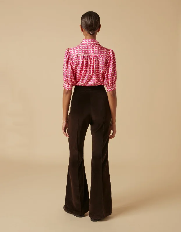 Kelly Chocolate Brown Velvet Trousers