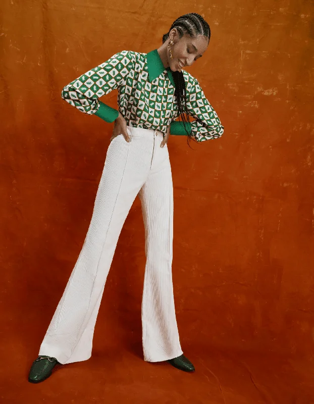 Kelly Ivory Flared Corduroy Trousers